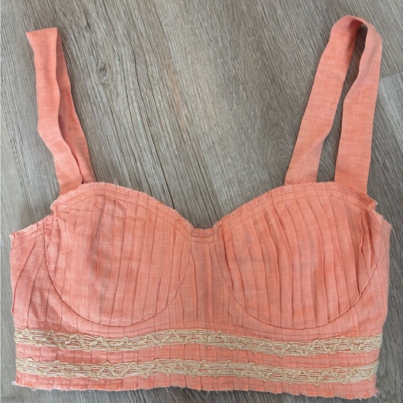 Emporio Sirenuse Positano Peach Bustier Dalia palm in Freah Salmon Top size 42 - Picture 3 of 8
